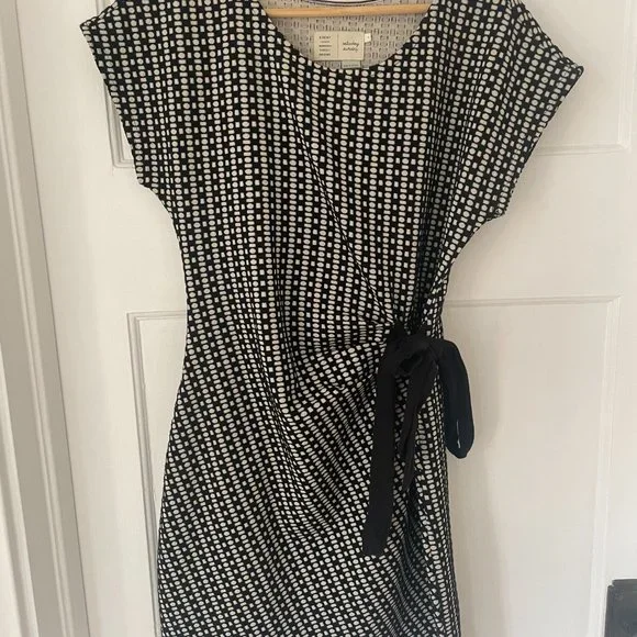 Saturday Sunday by Anthropologie Isabel Bow Tie Dress Size Small S Black - Picture 9 of 9